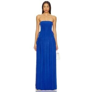 Shona Joy Vento Lace Up Strapless Maxi Dress - Cobalt AU6/US2